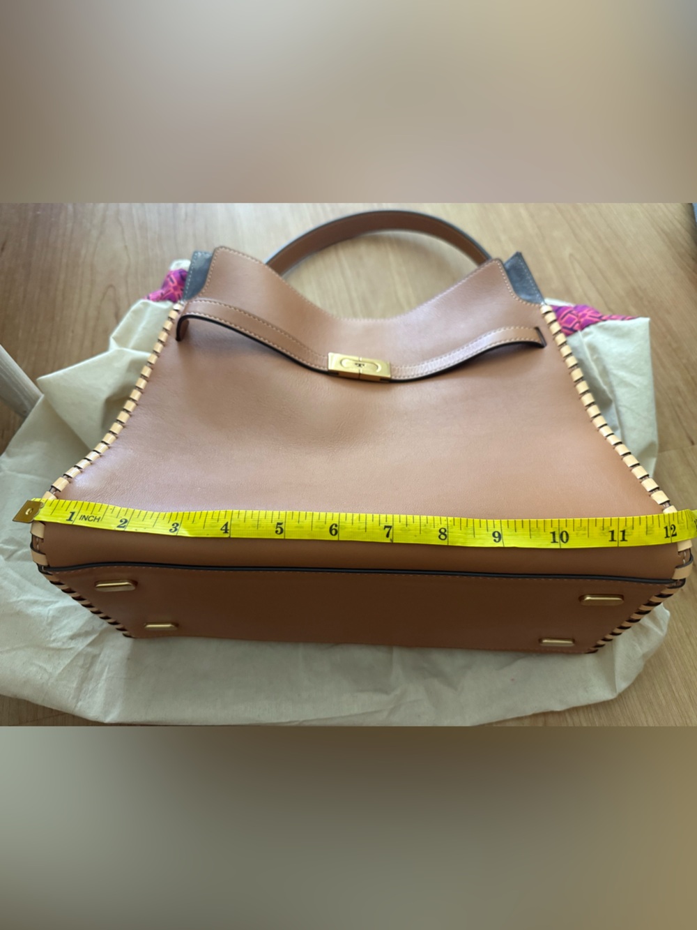 Tory Burch Burnt Orange and Brown Whipstitch Leather Double Bag Satchel - Picture 16 of 16